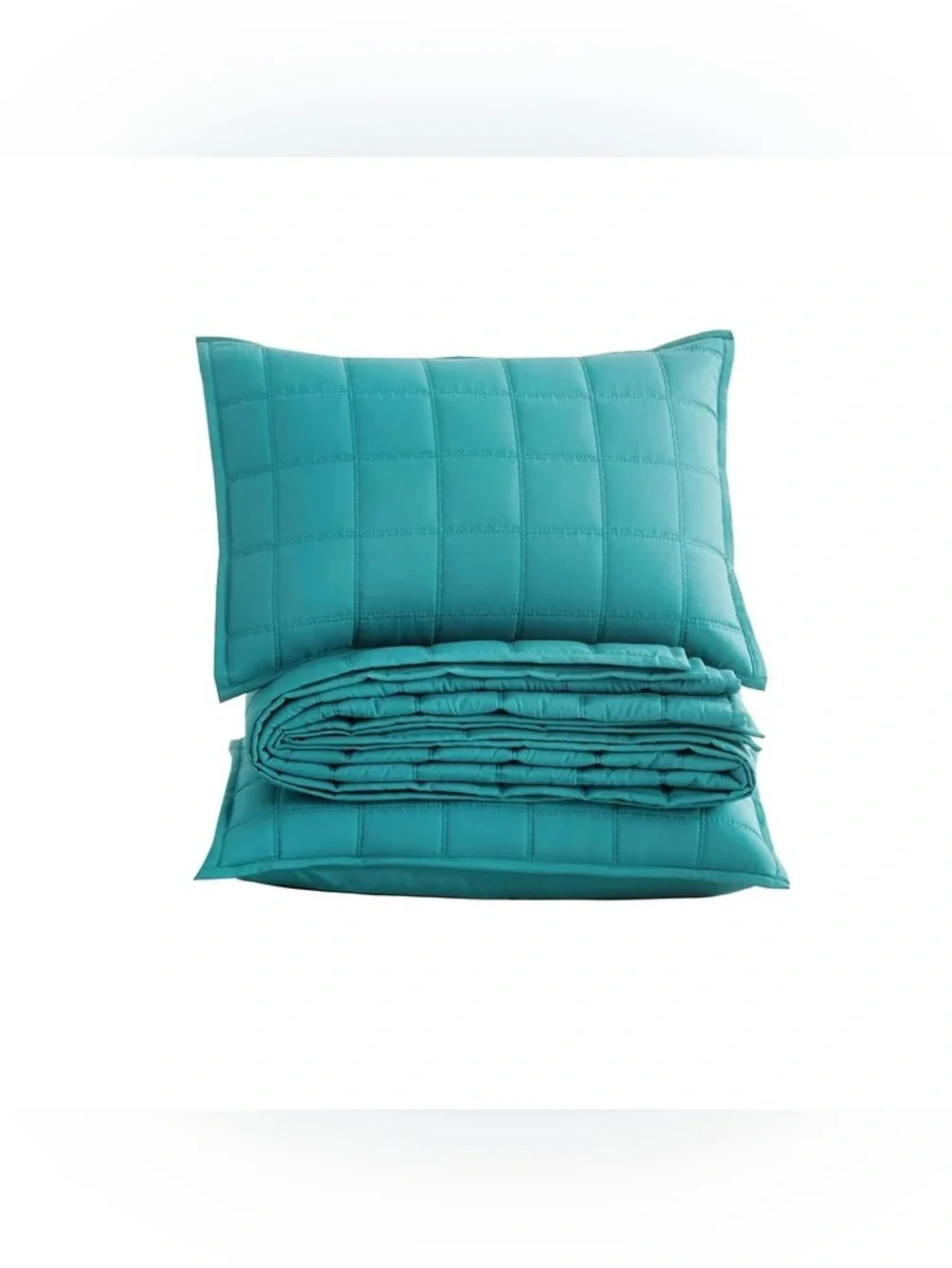 Teal Quilted king 3 piece quilt Set